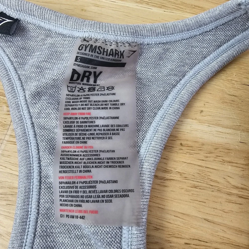 Gymshark Sports Bra Womens Small Gray Dry Flex Performance Workout‎ Racer Back
